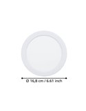 Downlight LED blanc Ø168mm FUEVA 6, CCT (2700K-4000K-6500K), 10,5W 1200Lm, IP20