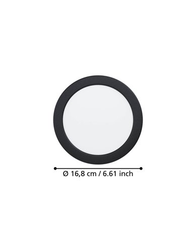 Downlight empotrable LED Ø168mm negro FUEVA 6, CCT (2700K-4000K-6500K), 10,5W 1200Lm, IP20
