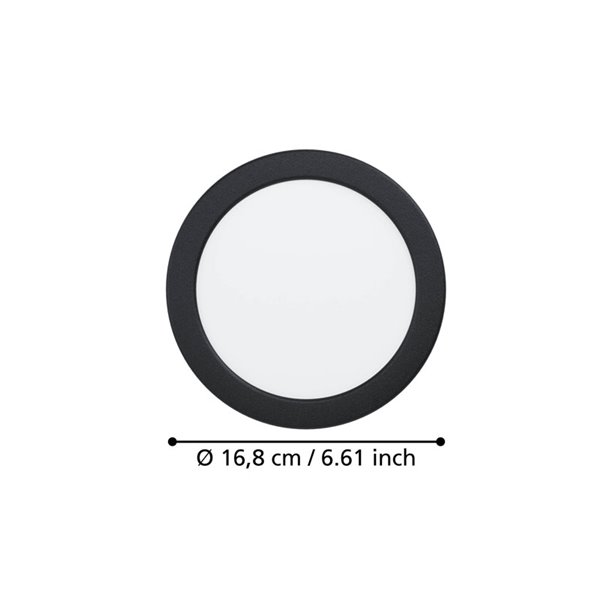 Downlight empotrable LED Ø168mm negro FUEVA 6, CCT (2700K-4000K-6500K), 10,5W 1200Lm, IP20