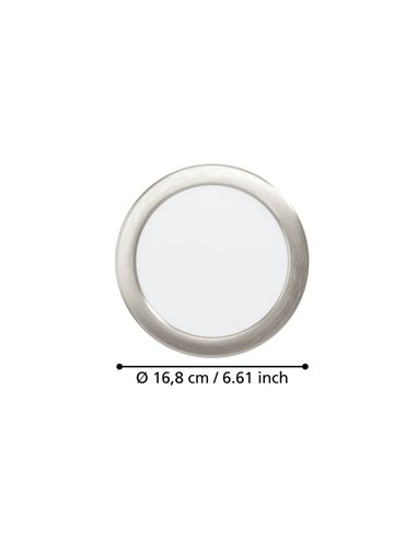 Downlight LED Ø168mm nickel mat FUEVA 6, CCT (2700K-4000K-6500K), 10,5W 1200Lm, IP20