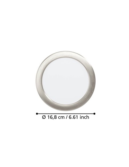 Downlight empotrable LED Ø168mm níquel mate FUEVA 6, CCT (2700K-4000K-6500K), 10,5W 1200Lm, IP20