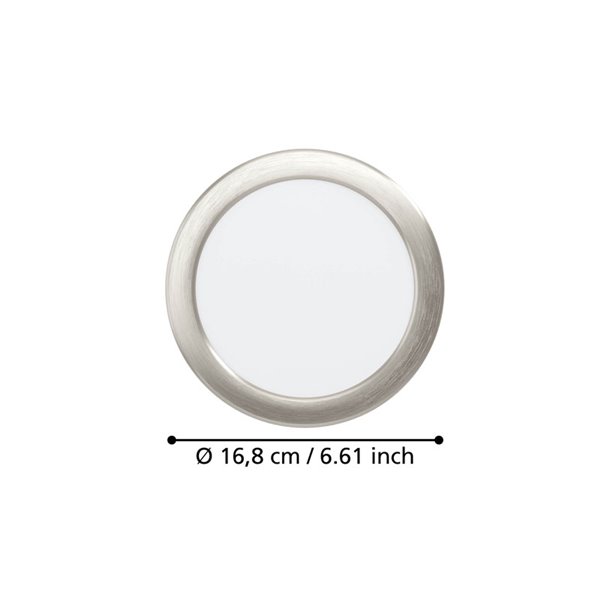 Downlight empotrable LED Ø168mm níquel mate FUEVA 6, CCT (2700K-4000K-6500K), 10,5W 1200Lm, IP20