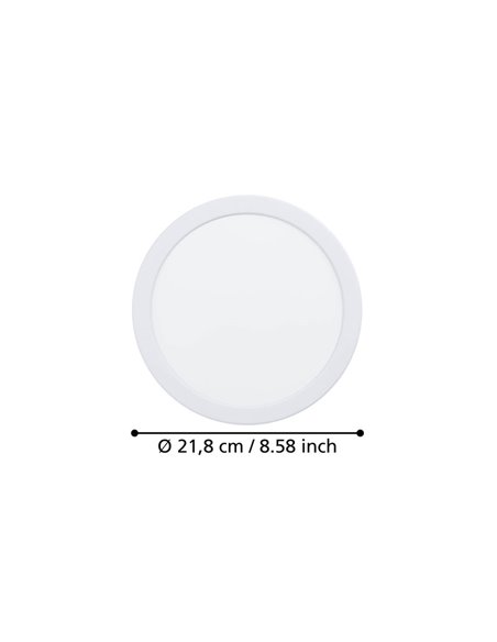 Downlight LED empotrable Ø216mm blanco FUEVA 6, CCT (2700K-4000K-6500K), 18,5W 2100Lm, IP20