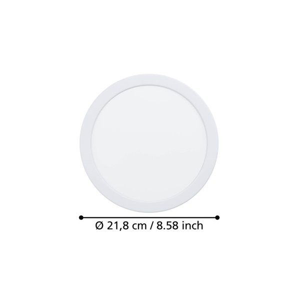 Downlight LED portátil Ø216mm branco FUEVA 6, CCT (2700K-4000K-6500K), 18,5W 2100Lm, IP20