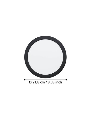 Downlight LED empotrable Ø216mm negro FUEVA 6, CCT (2700K-4000K-6500K), 18,5W 2100Lm, IP20