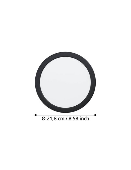 Downlight LED portátil Ø216mm preto FUEVA 6, CCT (2700K-4000K-6500K), 18,5W 2100Lm, IP20