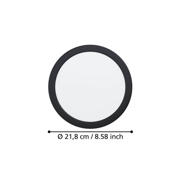 Downlight LED portátil Ø216mm preto FUEVA 6, CCT (2700K-4000K-6500K), 18,5W 2100Lm, IP20