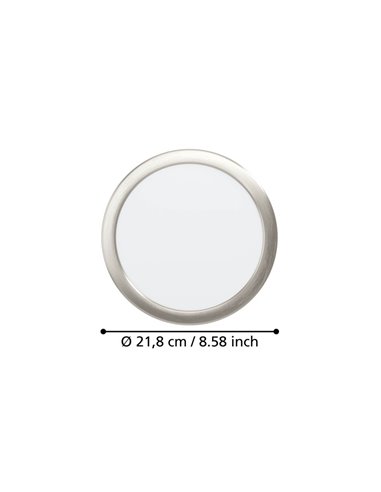 Downlight LED empotrable Ø216mm níquel mate FUEVA 6, CCT (2700K-4000K-6500K), 18,5W 2100Lm, IP20