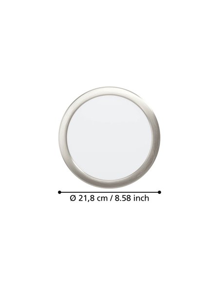 Downlight LED empotrable Ø216mm níquel mate FUEVA 6, CCT (2700K-4000K-6500K), 18,5W 2100Lm, IP20