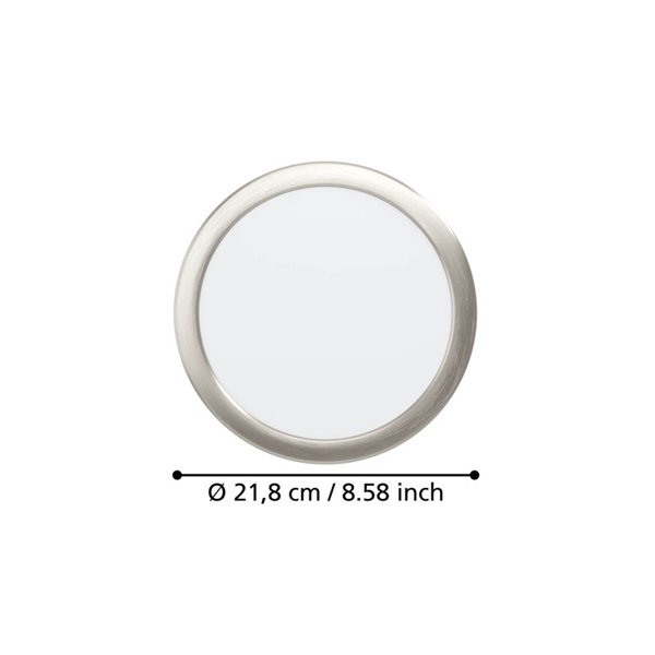 Downlight LED empotrable Ø216mm níquel mate FUEVA 6, CCT (2700K-4000K-6500K), 18,5W 2100Lm, IP20