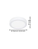 Plafón de superficie LED Ø165mm blanco FUEVA 6, CCT (2700K-4000K-6500K), 7,5W 1000Lm, IP20