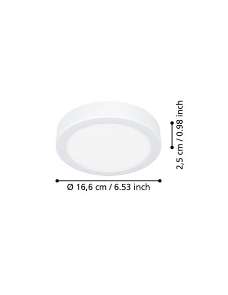 Plafón de superficie LED Ø165mm blanco FUEVA 6, CCT (2700K-4000K-6500K), 7,5W 1000Lm, IP20