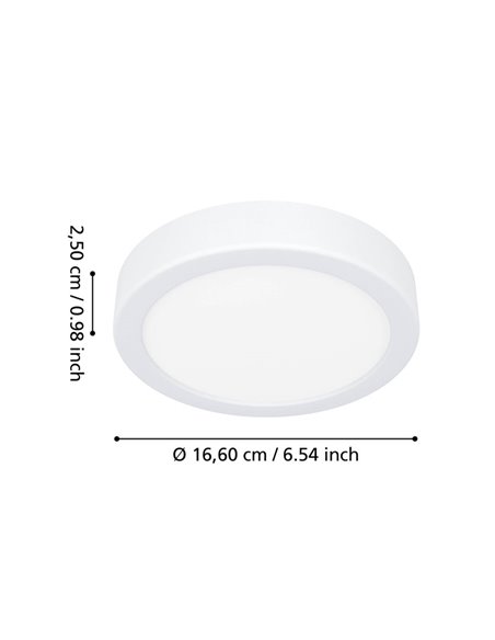 Downlight LED de superficie para baño Ø165mm FUEVA 6, blanco, 7,5W 1000Lm CCT (2700K-4000K-6500K), IP44