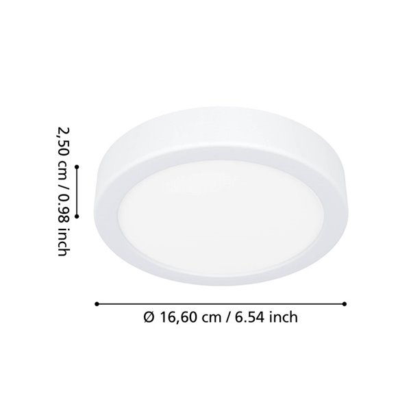 Downlight LED de superficie para baño Ø165mm FUEVA 6, blanco, 7,5W 1000Lm CCT (2700K-4000K-6500K), IP44