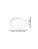 Plafón LED de superficie blanco Ø210mm FUEVA 6, 11,5W 1550Lm CCT (2700K-4000K-6500K), IP20
