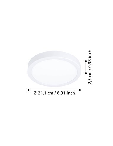 Plafón LED de superficie blanco Ø210mm FUEVA 6, 11,5W 1550Lm CCT (2700K-4000K-6500K), IP20