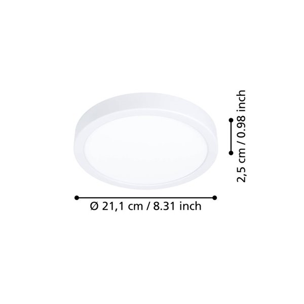 Plafón LED de superficie blanco Ø210mm FUEVA 6, 11,5W 1550Lm CCT (2700K-4000K-6500K), IP20