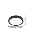 Downlight LED noir FUEVA 6 Ø210mm, 11,5W 1550Lm CCT (2700K-4000K-6500K), IP20