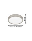 Plafón LED níquel satinado Ø210mm FUEVA 6, 11,5W 1550Lm CCT (2700K-4000K-6500K), IP20