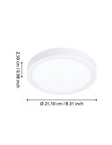 Plafón de baño FUEVA 6 blanco Ø210mm, 11,5W 1550Lm CCT (2700K-4000K-6500K), IP44