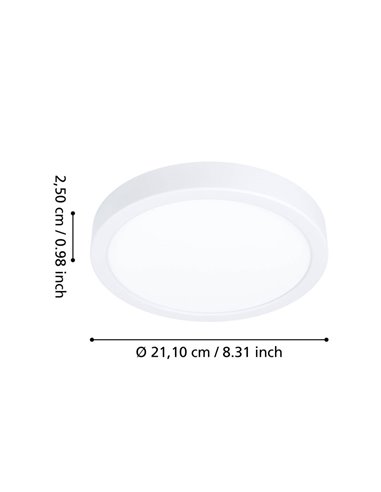 Plafón de baño FUEVA 6 blanco Ø210mm, 11,5W 1550Lm CCT (2700K-4000K-6500K), IP44