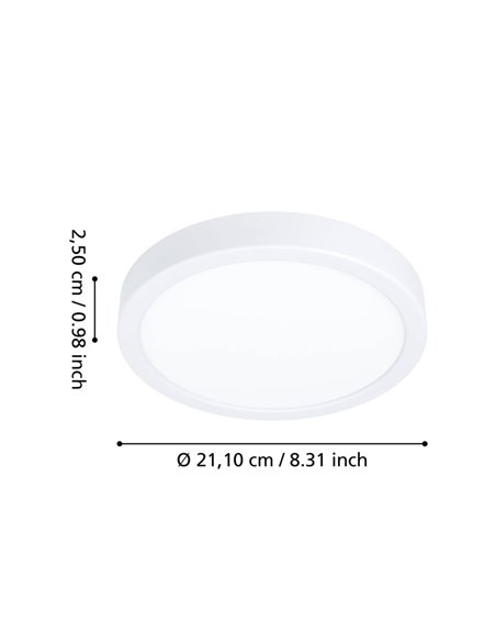 Luminária de teto para banheiro FUEVA 6 branca Ø210mm, 11,5W 1550Lm CCT (2700K-4000K-6500K), IP44