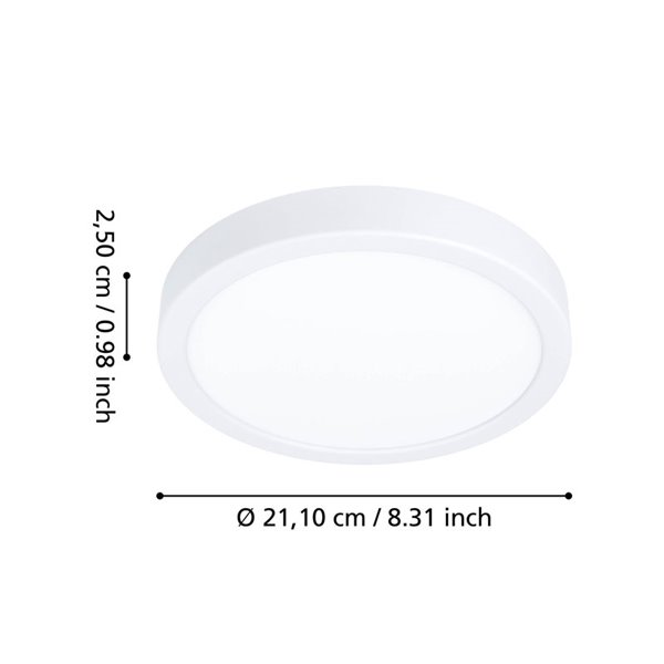 Luminária de teto para banheiro FUEVA 6 branca Ø210mm, 11,5W 1550Lm CCT (2700K-4000K-6500K), IP44