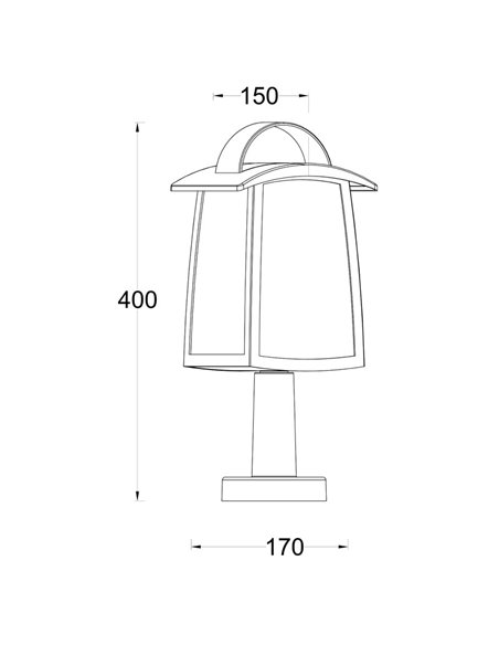 Lampadaire d'extérieur KELSEY avec poignée, verre transparent E27