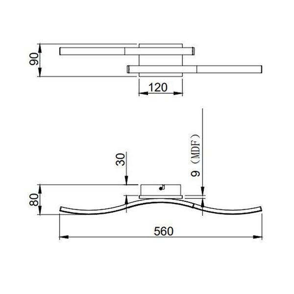Plafón de techo LED ROUTE 2 tiras 56cm 5W 2x500lm luz cálida 3000K IP20 Imitación madera