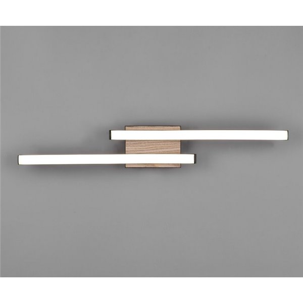 Plafonnier LED ROUTE 2 bandes 56cm 5W 2x500lm lumière chaude 3000K IP20 Imitation bois