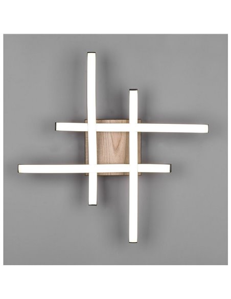 Plafón de techo LED ROUTE 46x46cm 5W 4x500lm, luz cálida 3000K IP20 Imitación madera