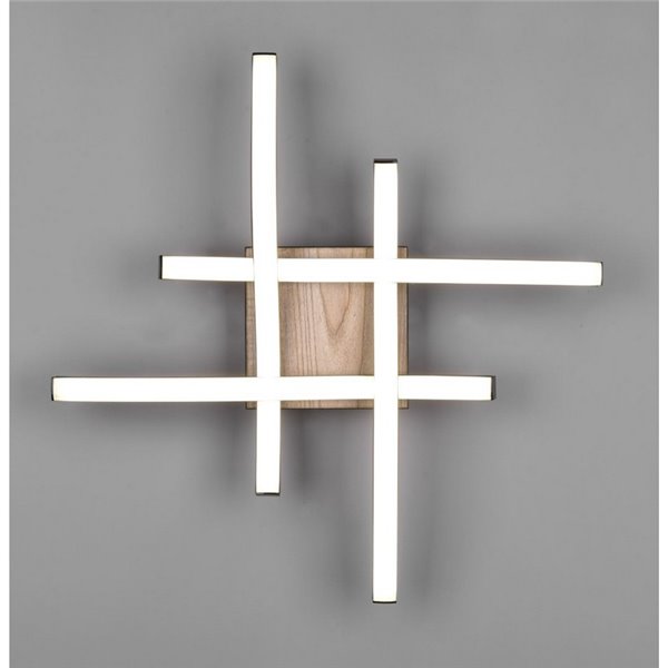 Plafón de techo LED ROUTE 46x46cm 5W 4x500lm, luz cálida 3000K IP20 Imitación madera