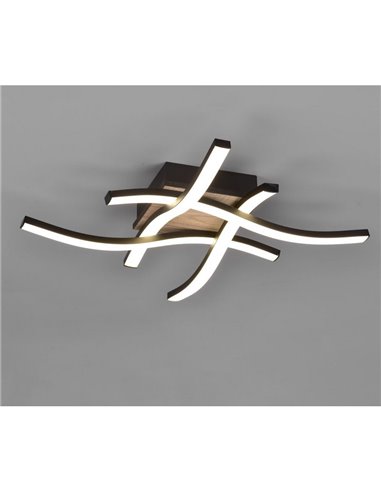 Plafonnier LED ROUTE 46x46cm 5W 4x500lm, lumière chaude 3000K IP20 Imitation bois