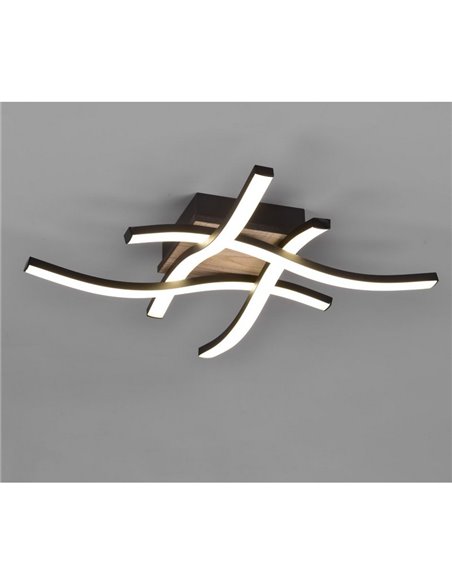 Plafonnier LED ROUTE 46x46cm 5W 4x500lm, lumière chaude 3000K IP20 Imitation bois