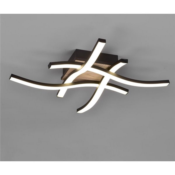 Plafonnier LED ROUTE 46x46cm 5W 4x500lm, lumière chaude 3000K IP20 Imitation bois