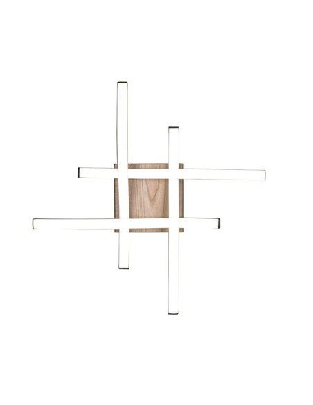 Plafonnier LED ROUTE 46x46cm 5W 4x500lm, lumière chaude 3000K IP20 Imitation bois