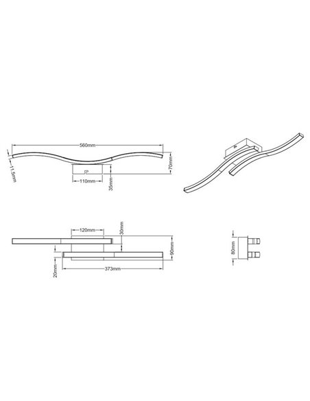 Plafonnier LED ROUTE 2 bandes 56cm 5W 2x500lm lumière neutre 4000K IP20 Nickel mat