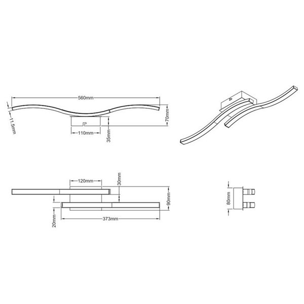 Plafonnier LED ROUTE 2 bandes 56cm 5W 2x500lm lumière neutre 4000K IP20 Nickel mat