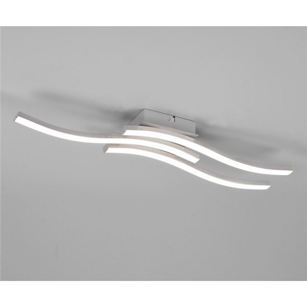 Plafonnier LED ROUTE 3 bandes 56cm 5W 3x600lm lumière chaude 4000K IP20 Nickel mat