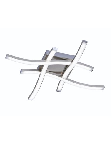 Plafón LED de techo ROUTE 46x46cm 5W 4x500lm, luz cálida 3000K IP20 Níquel mate