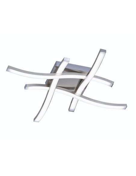 Plafón LED de techo ROUTE 46x46cm 5W 4x500lm, luz cálida 3000K IP20 Níquel mate