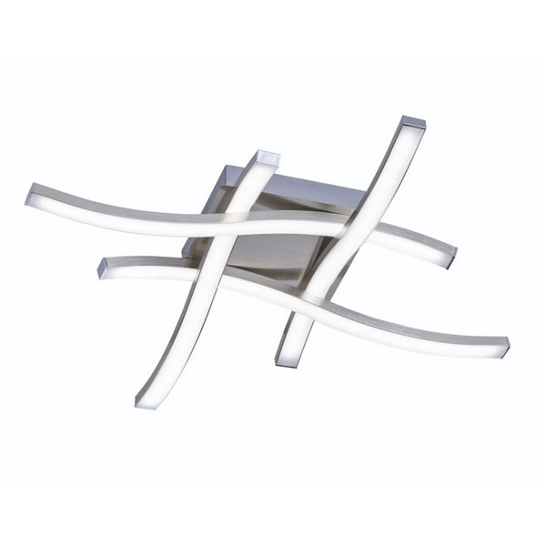 Plafón LED de techo ROUTE 46x46cm 5W 4x500lm, luz cálida 3000K IP20 Níquel mate