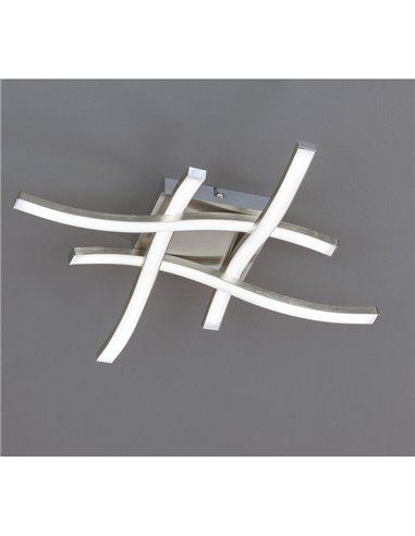 Plafón LED de techo ROUTE 46x46cm 5W 4x500lm, luz cálida 3000K IP20 Níquel mate