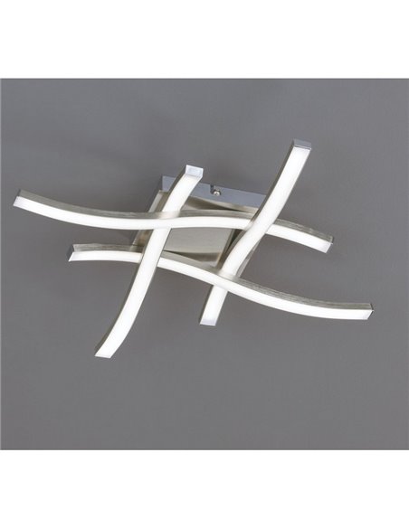 Plafón LED de techo ROUTE 46x46cm 5W 4x500lm, luz cálida 3000K IP20 Níquel mate