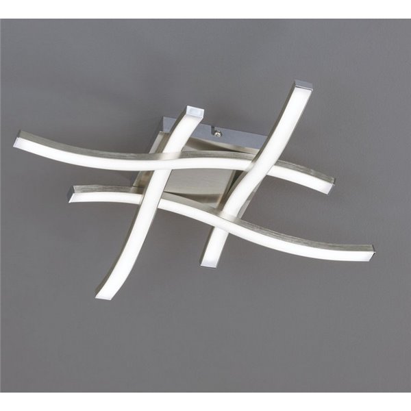 Plafonnier LED ROUTE 46x46cm 5W 4x500lm, lumière chaude 3000K IP20 Nickel mat