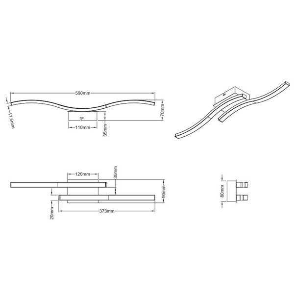 Luminária de teto LED ROUTE 2 tiras 56cm 5W 2x600lm luz neutra 3000K IP20 Preto