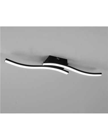 Plafón de techo LED ROUTE 2 tiras 56cm 5W 2x600lm luz neutra 3000K IP20 Negro