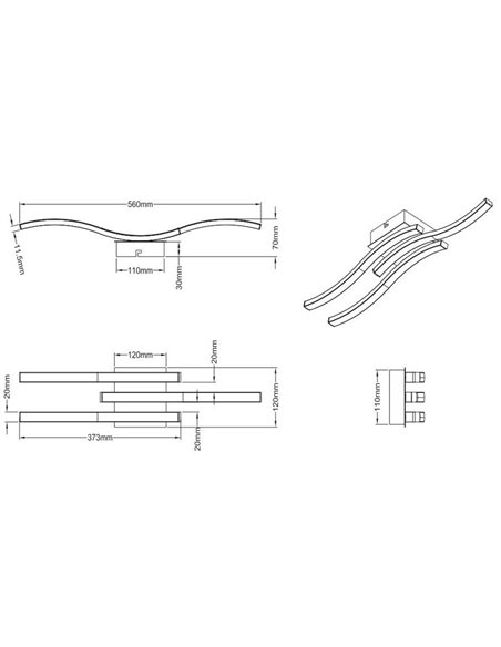 Plafonnier LED ROUTE 3 bandes 56cm 5W 3x600lm lumière neutre 4000K IP20 Noir