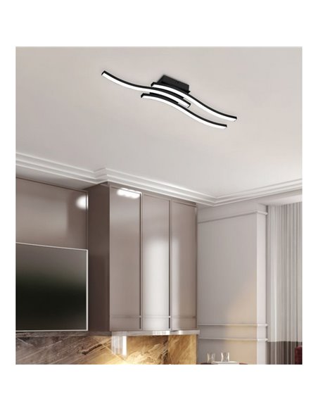 Plafón de techo LED ROUTE 3 tiras 56cm 5W 3x500lm luz cálida 3000K IP20 Negro