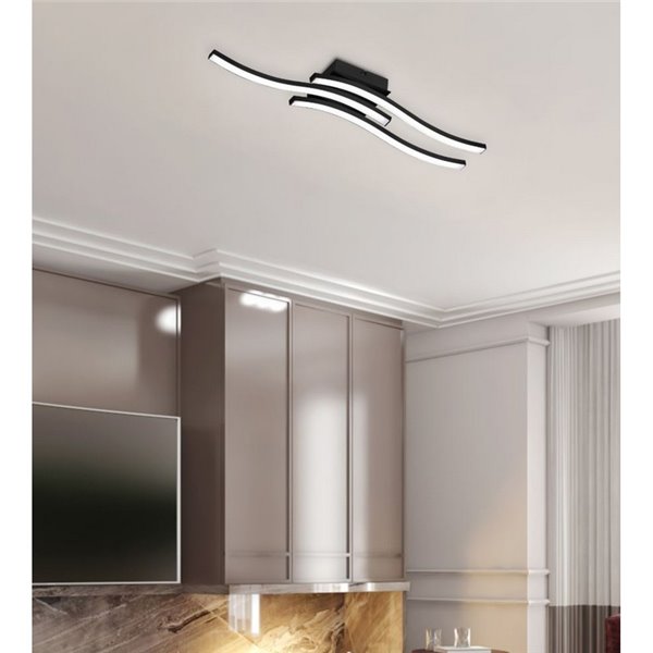 Plafonnier LED ROUTE 3 bandes 56cm 5W 3x500lm lumière chaude 3000K IP20 Noir